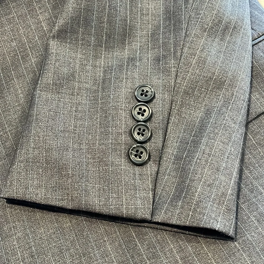 Ralph Lauren Gray Strips Blazer Wool Two Buttons Full Lining Men Size 48 R